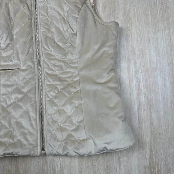 Entro Ivory Quilted Winter Full Zip Sleeveless Outdoor Casual Chic Vest Large - Picture 4 of 16